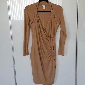Cache Midi Dress Tan Nude Beige